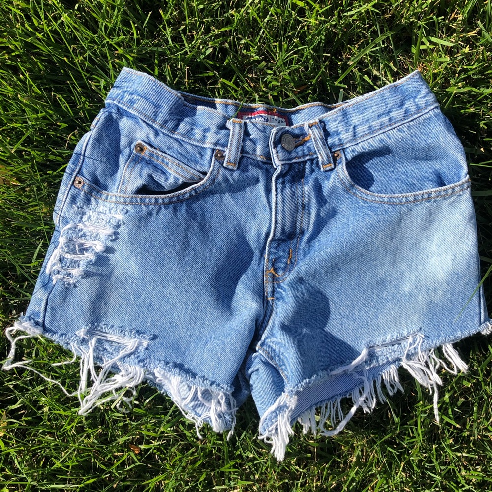 Vintage, Old Navy, distressed denim shorts